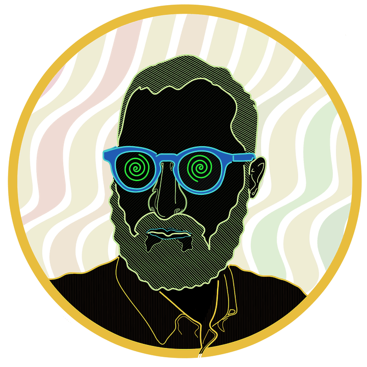 an illustration of Edward Bacal's face, slowly rotating in a circle